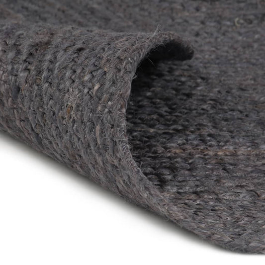 Tappeto Lavorato a Mano in Juta Rotondo 210 cm Grigio Scuro | homemem39