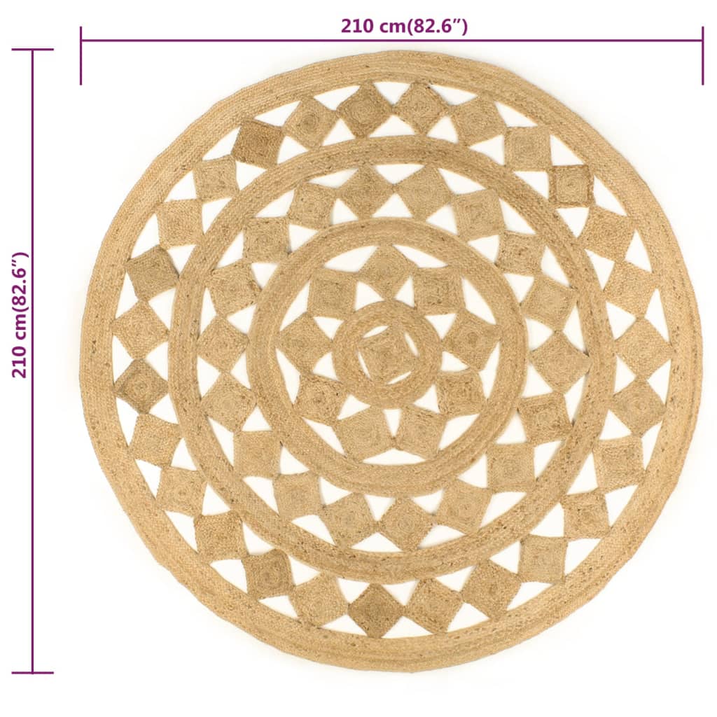 Tappeto Lavorato a Mano in Juta Intrecciata 210 cm - homemem39