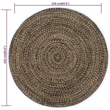 Tappeto Lavorato a Mano in Juta Nero e Marrone 210 cm - homemem39