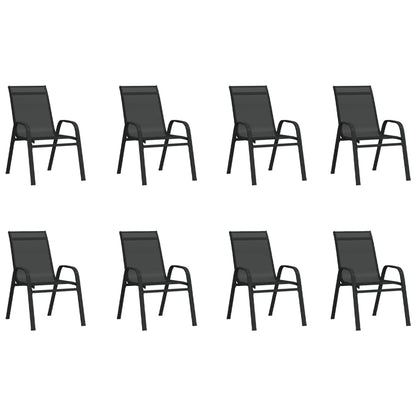 Set Mobili da Pranzo per Giardino 9 pz Nero