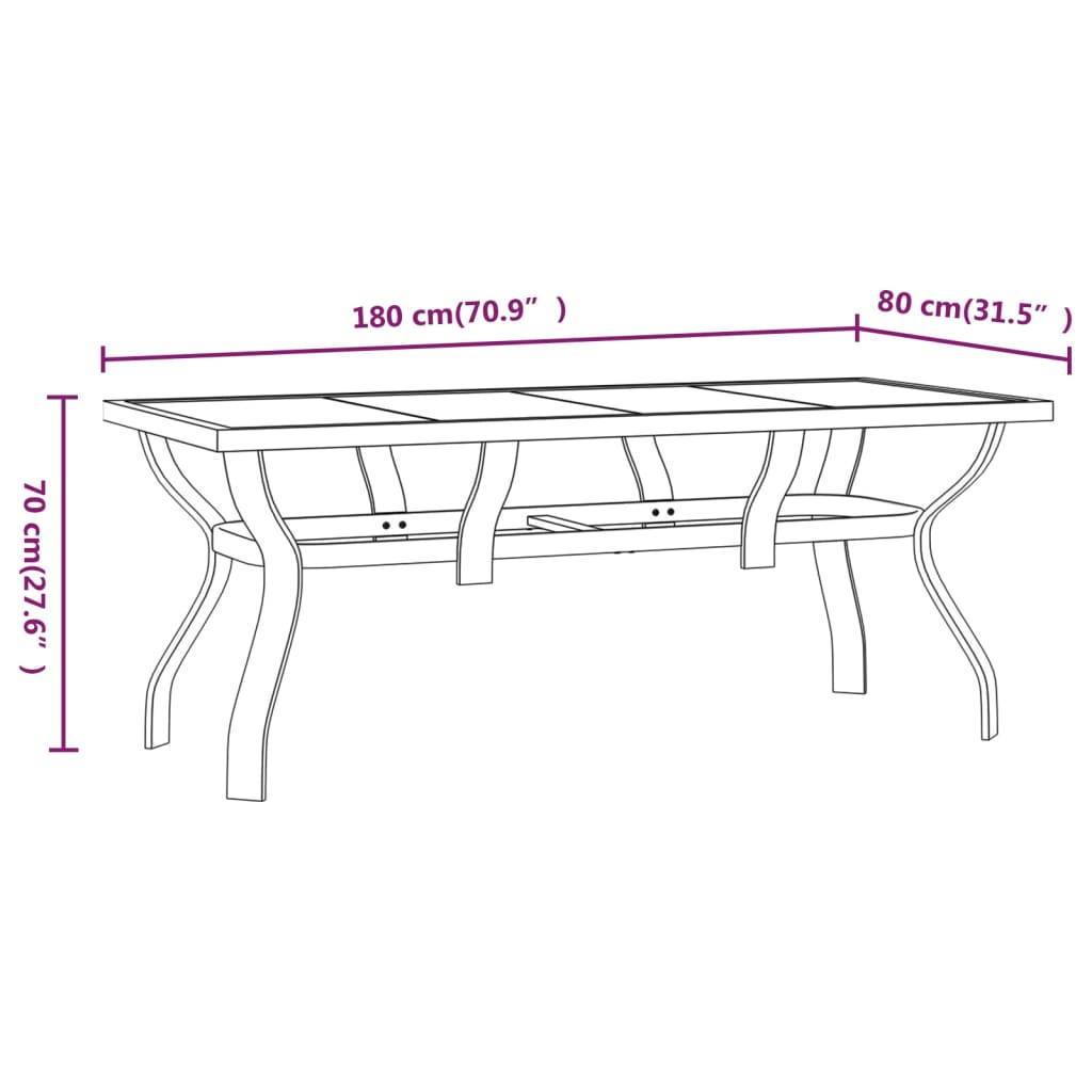 Set Mobili da Pranzo per Giardino 9 pz Nero