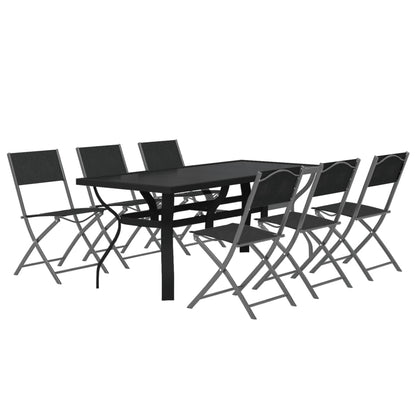 Set da Pranzo da Giardino 7 pz Grigio e Nero - homemem39