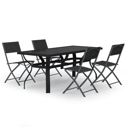 Set da Pranzo da Giardino 5 pz Grigio e Nero - homemem39