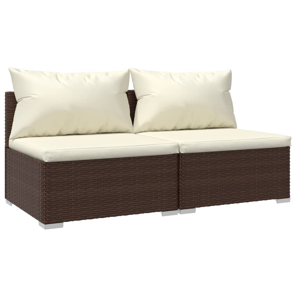 Set Divani da Giardino con Cuscini 2 pz in Polyrattan Marrone - homemem39