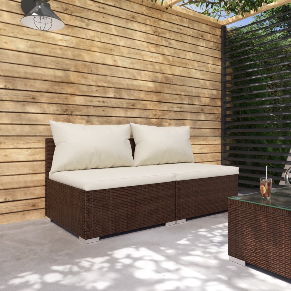 Set Divani da Giardino con Cuscini 2 pz in Polyrattan Marrone - homemem39