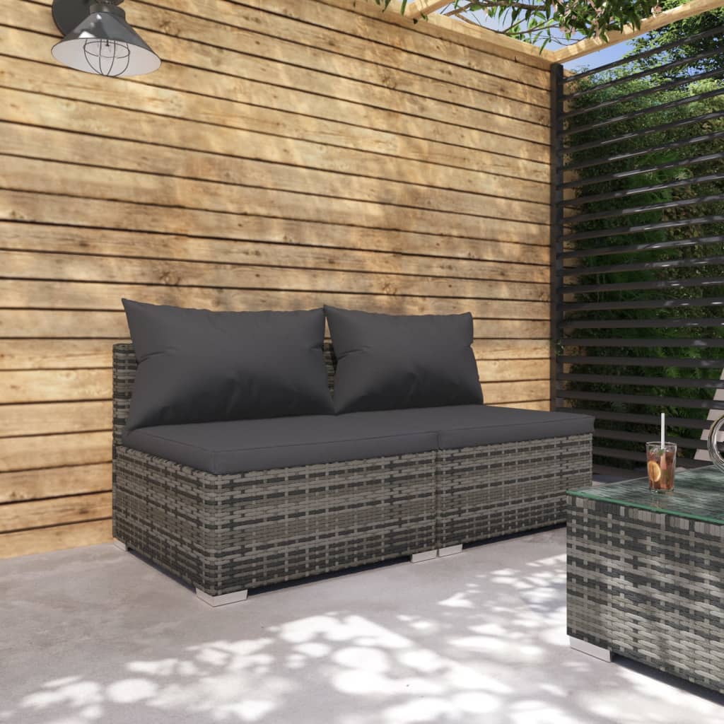 Set Divani da Giardino con Cuscini 2 pz in Polyrattan Grigio - homemem39