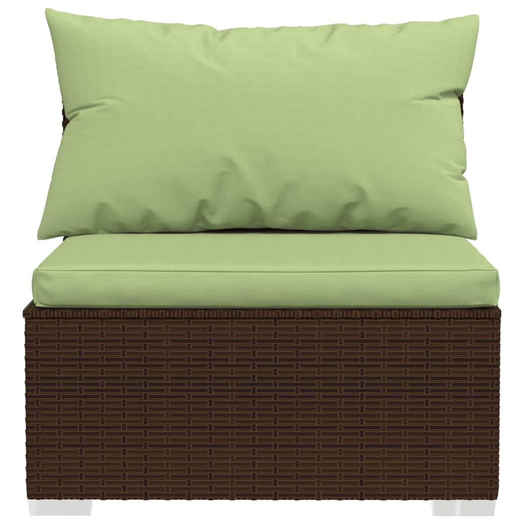 Set Divani da Giardino 4 pz con Cuscini in Polyrattan Marrone | homemem39