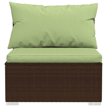 Set Divani da Giardino 4 pz con Cuscini in Polyrattan Marrone | homemem39