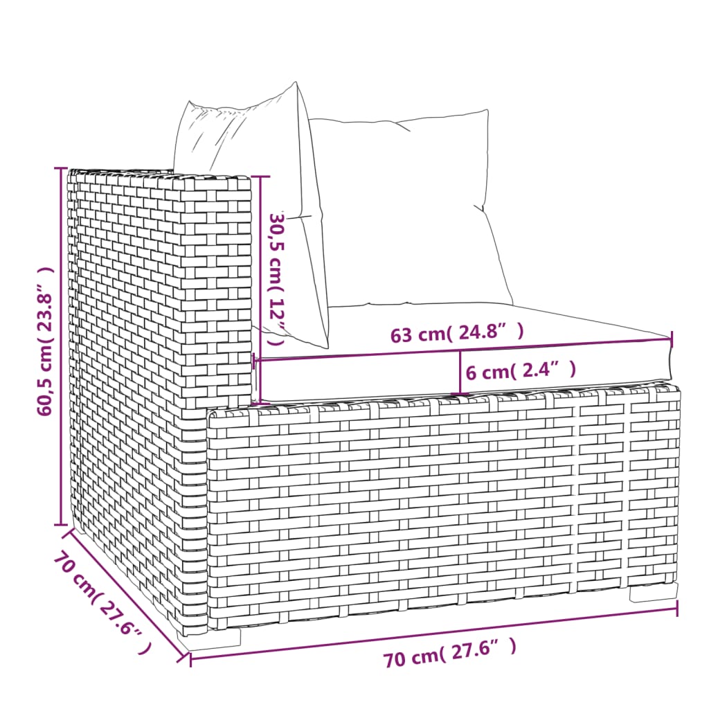 Set Divani da Giardino 5 pz con Cuscini in Polyrattan Nero | homemem39