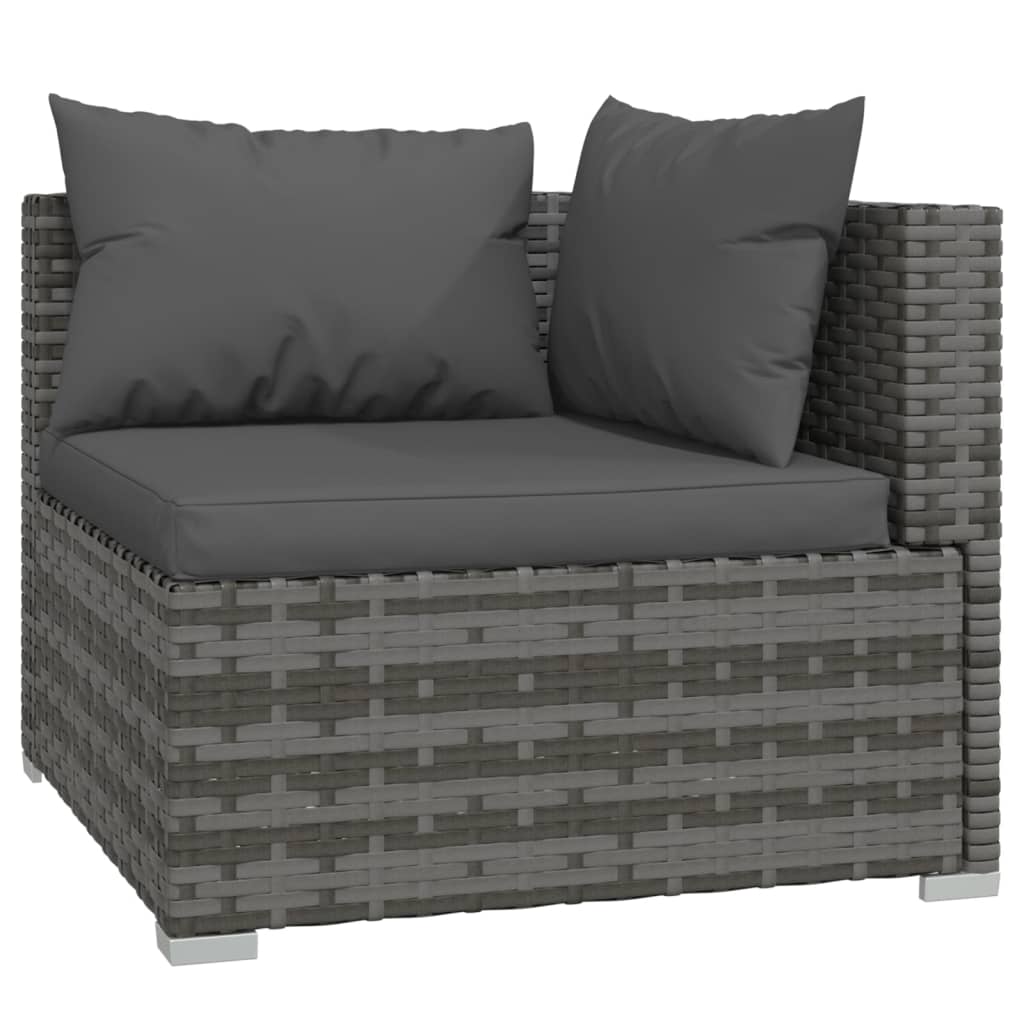 Set Divani da Giardino 5 pz con Cuscini in Polyrattan Grigio | homemem39