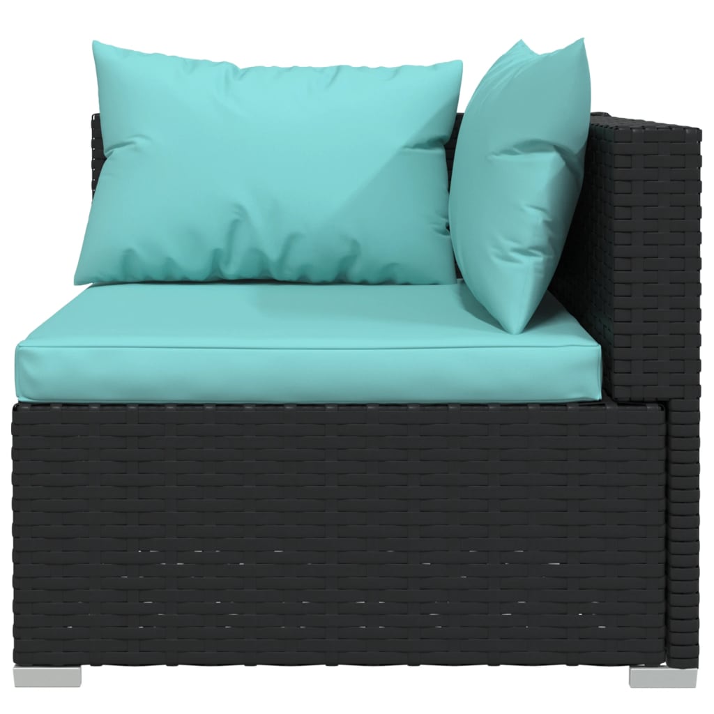 Set Mobili da Giardino 6 pz con Cuscini in Polyrattan Nero | homemem39