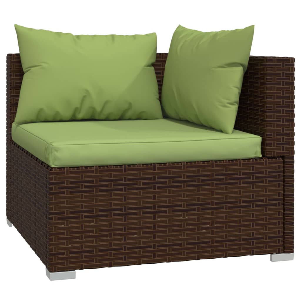 Set Divani da Giardino 9 pz con Cuscini in Polyrattan Marrone | homemem39