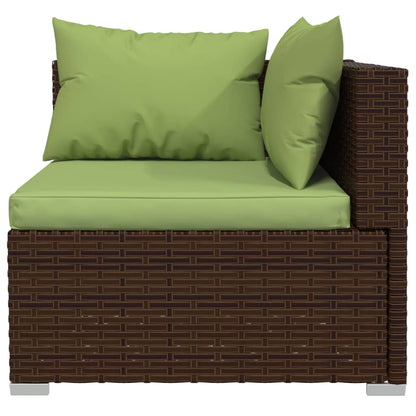 Set Divani da Giardino 9 pz con Cuscini in Polyrattan Marrone | homemem39