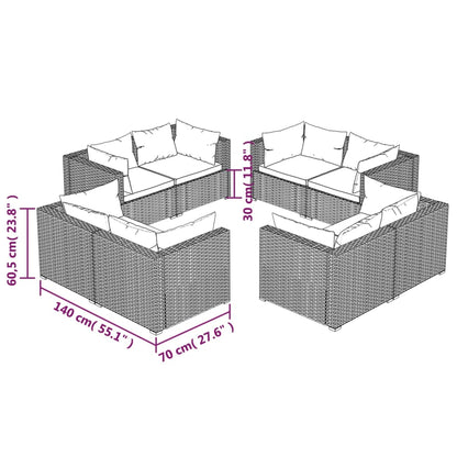Set Divani da Giardino 8 pz con Cuscini in Polyrattan Marrone | homemem39