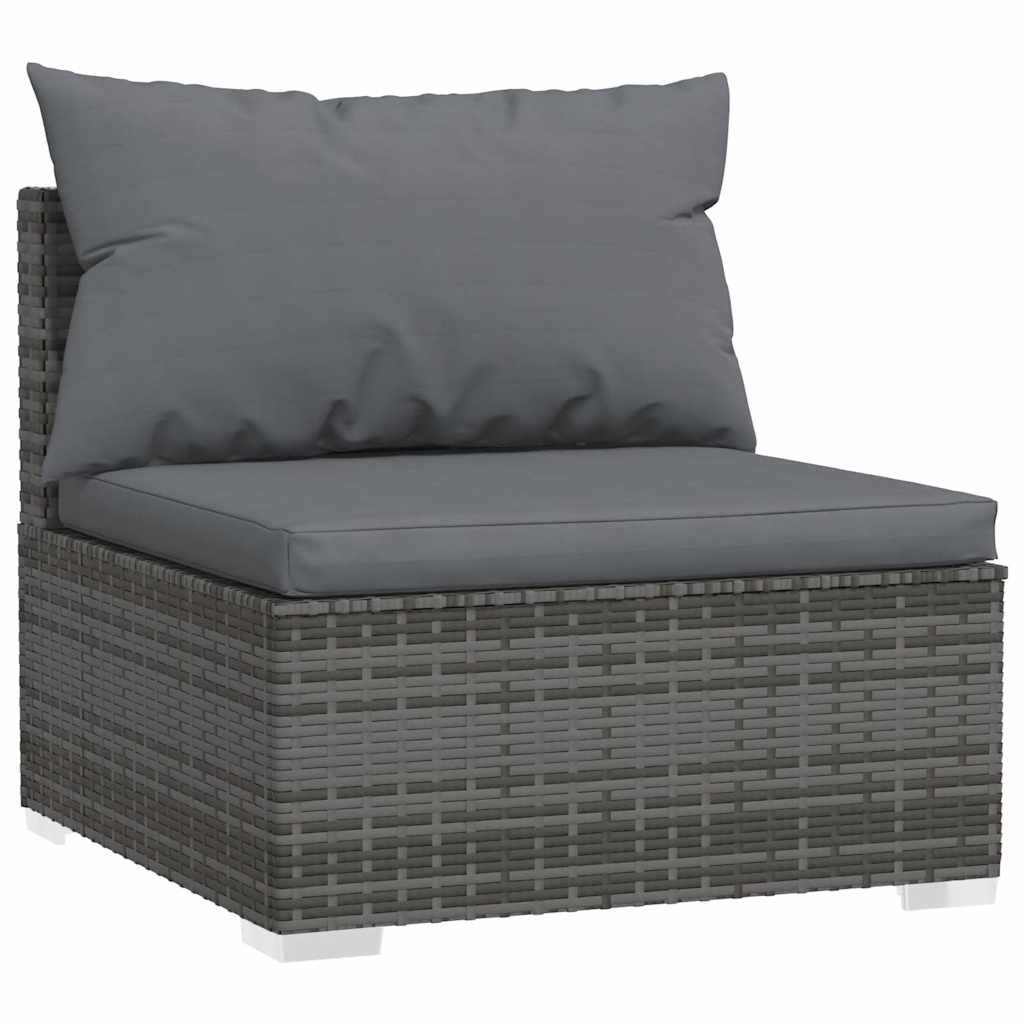 Set Divani da Giardino 5 pz con Cuscini in Polyrattan Grigio | homemem39