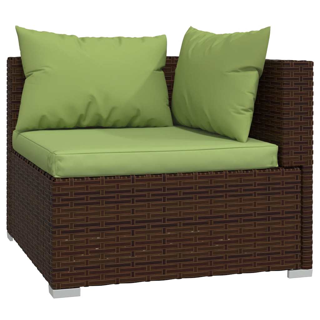Set Divani da Giardino 5 pz con Cuscini in Polyrattan Marrone | homemem39