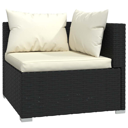 Set Divani da Giardino 4 pz con Cuscini in Polyrattan Nero | homemem39