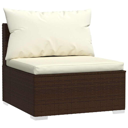 Set Divani da Giardino 4 pz con Cuscini in Polyrattan Marrone | homemem39