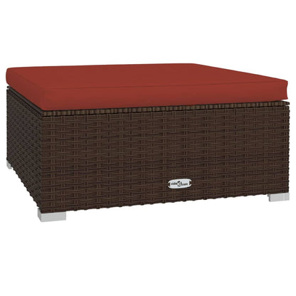 Set Divani da Giardino 5 pz con Cuscini in Polyrattan Marrone | homemem39