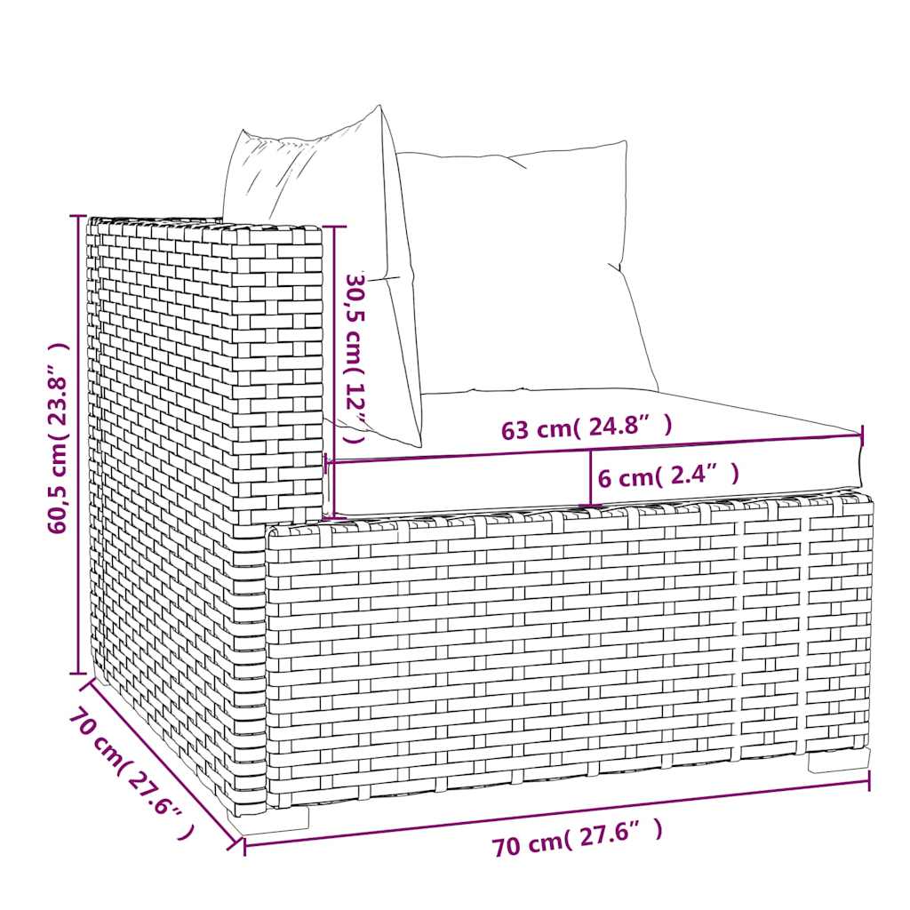 Set Divani da Giardino 4 pz con Cuscini in Polyrattan Marrone | homemem39