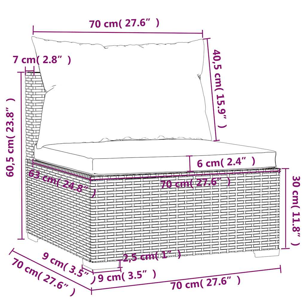 Set Divani da Giardino 4 pz con Cuscini in Polyrattan Marrone | homemem39