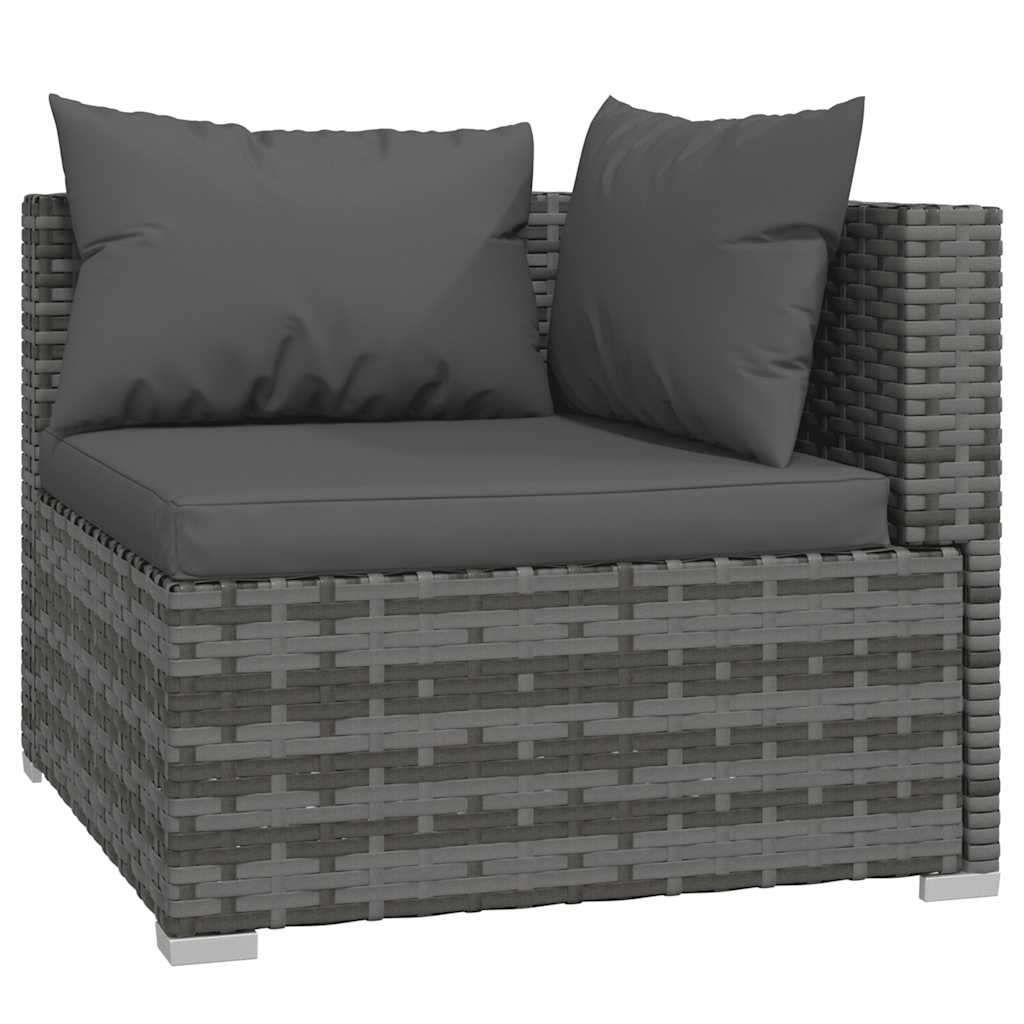 Set Divani da Giardino 4 pz con Cuscini in Polyrattan Grigio | homemem39