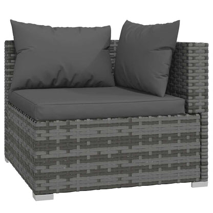 Set Divani da Giardino 4 pz con Cuscini in Polyrattan Grigio | homemem39