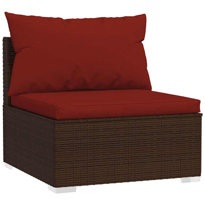 Set Divani da Giardino 5 pz con Cuscini in Polyrattan Marrone | homemem39