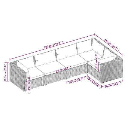 Set Divani da Giardino 5 pz con Cuscini in Polyrattan Marrone | homemem39