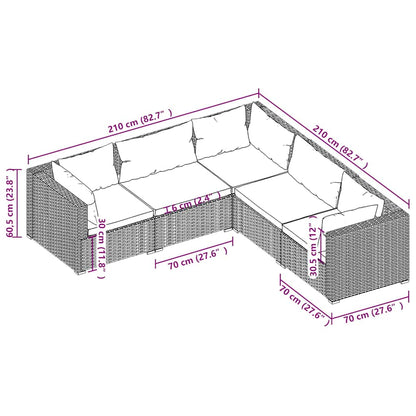 Set Divani da Giardino 5 pz con Cuscini in Polyrattan Nero | homemem39