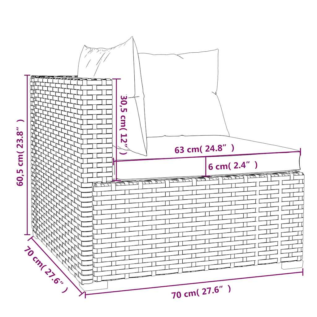 Set Divani da Giardino 5 pz con Cuscini in Polyrattan Nero | homemem39
