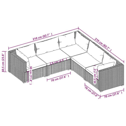 Set Divani da Giardino 5 pz con Cuscini in Polyrattan Marrone | homemem39