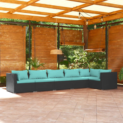 Set Divani da Giardino 6 pz con Cuscini in Polyrattan Nero | homemem39