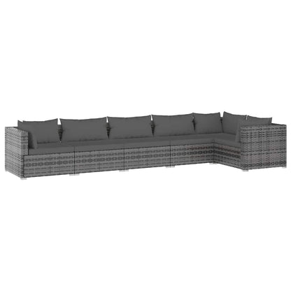 Set Divani da Giardino con Cuscini 6 pz in Polyrattan Grigio | homemem39