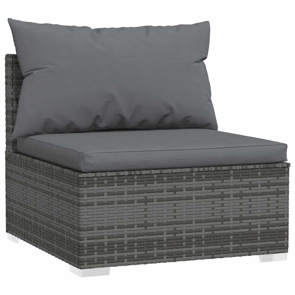 Set Divani da Giardino con Cuscini 6 pz in Polyrattan Grigio | homemem39