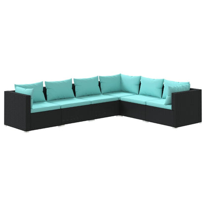 Set Divani da Giardino 6 pz con Cuscini in Polyrattan Nero | homemem39