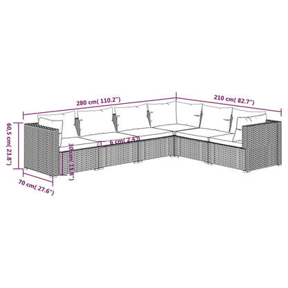 Set Divani da Giardino 6 pz con Cuscini in Polyrattan Nero | homemem39