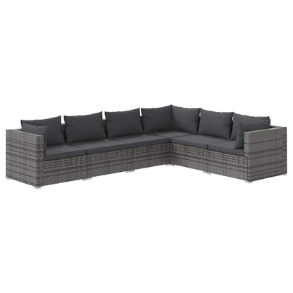 Set Divani da Giardino 6 pz con Cuscini in Polyrattan Grigio | homemem39