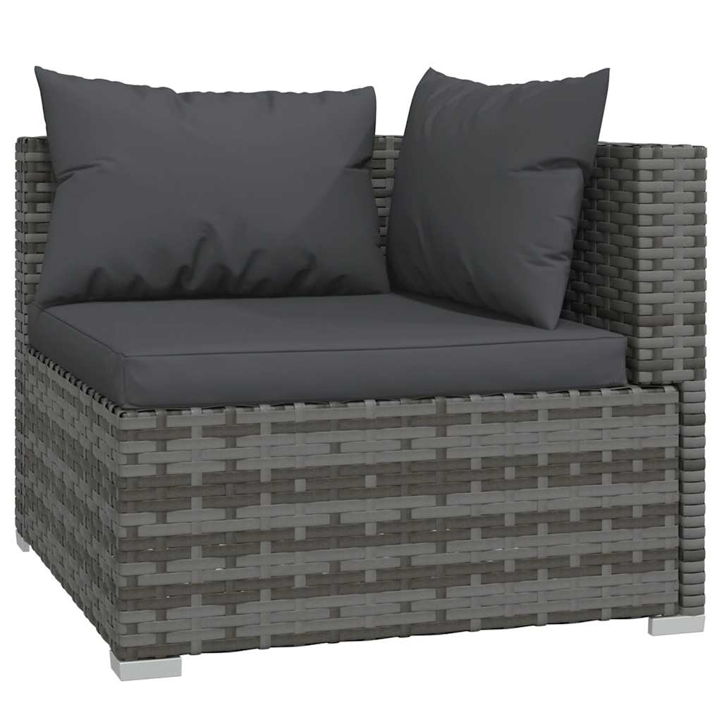 Set Divani da Giardino 6 pz con Cuscini in Polyrattan Grigio | homemem39