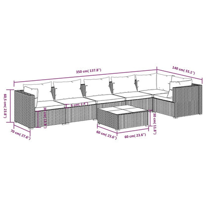 Set Divani da Giardino 7 pz con Cuscini in Polyrattan Nero | homemem39