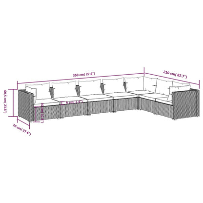 Set Divani da Giardino 7 pz con Cuscini in Polyrattan Marrone | homemem39