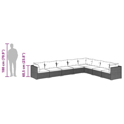 Set Divani da Giardino con Cuscini 8 pz in Polyrattan Marrone