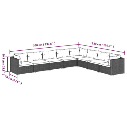 Set Divani da Giardino 8 pz con Cuscini in Polyrattan Marrone | homemem39