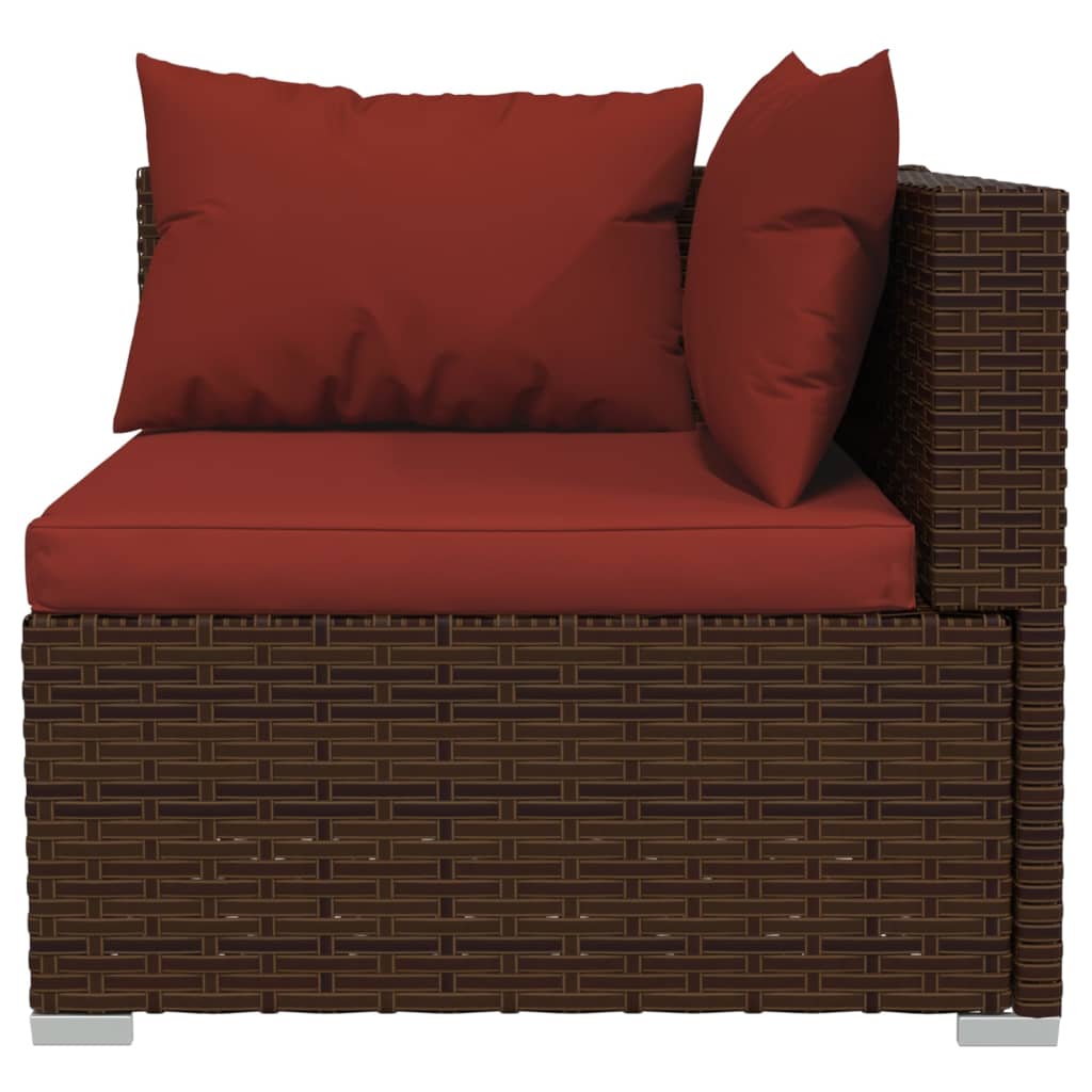 Set Divani da Giardino 6 pz con Cuscini in Polyrattan Marrone | homemem39