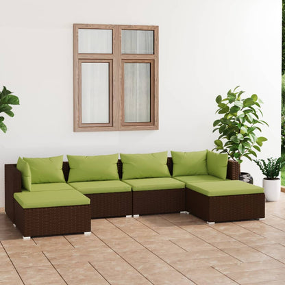 Set Divani da Giardino 6 pz con Cuscini in Polyrattan Marrone | homemem39