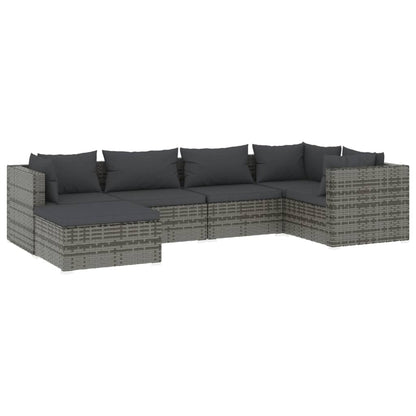 Set Divani da Giardino 6 pz con Cuscini in Polyrattan Grigio | homemem39