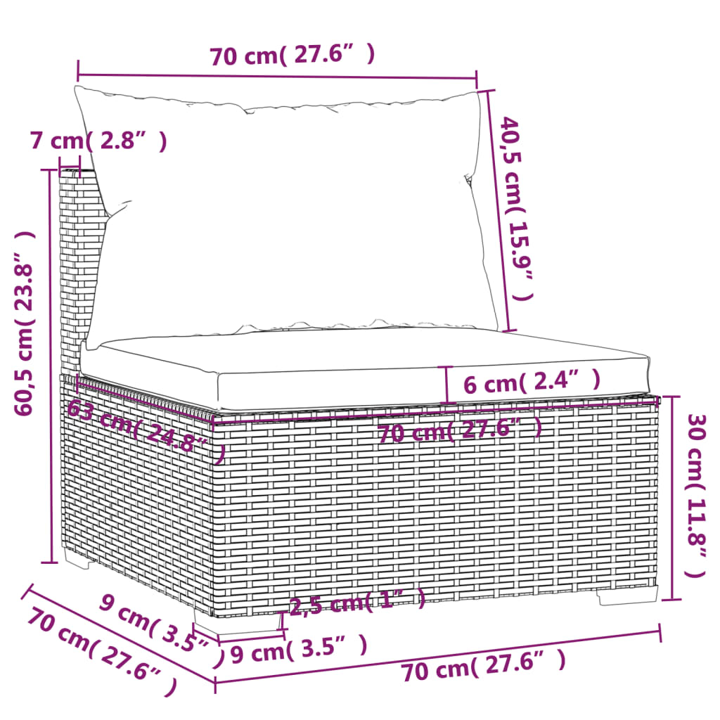 Set Divani da Giardino 6 pz con Cuscini in Polyrattan Grigio | homemem39