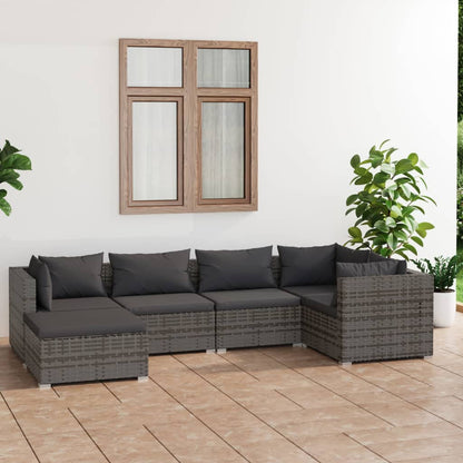 Set Divani da Giardino 6 pz con Cuscini in Polyrattan Grigio | homemem39