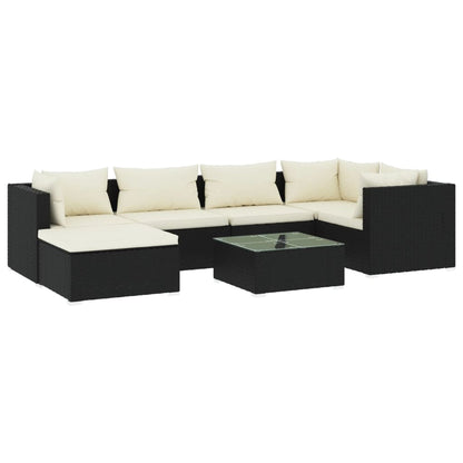 Set Divani da Giardino 7 pz con Cuscini in Polyrattan Nero | homemem39