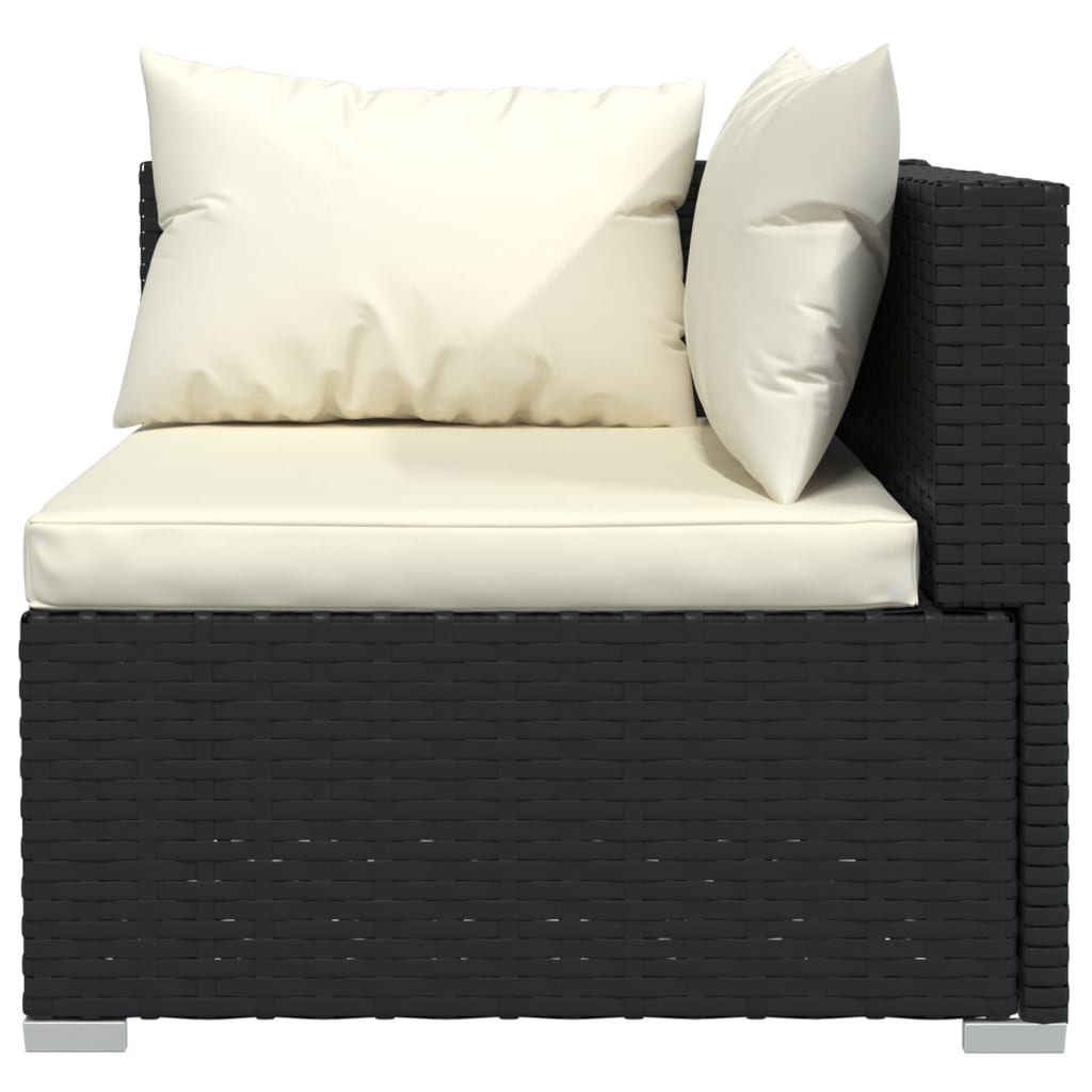 Set Divani da Giardino 7 pz con Cuscini in Polyrattan Nero | homemem39